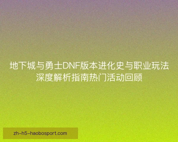 地下城与勇士DNF版本进化史与职业玩法深度解析指南热门活动回顾